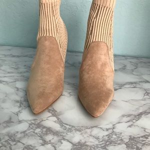 CZ Mu Jia Hi-heeled Sock Boots Cream-colored Size 7